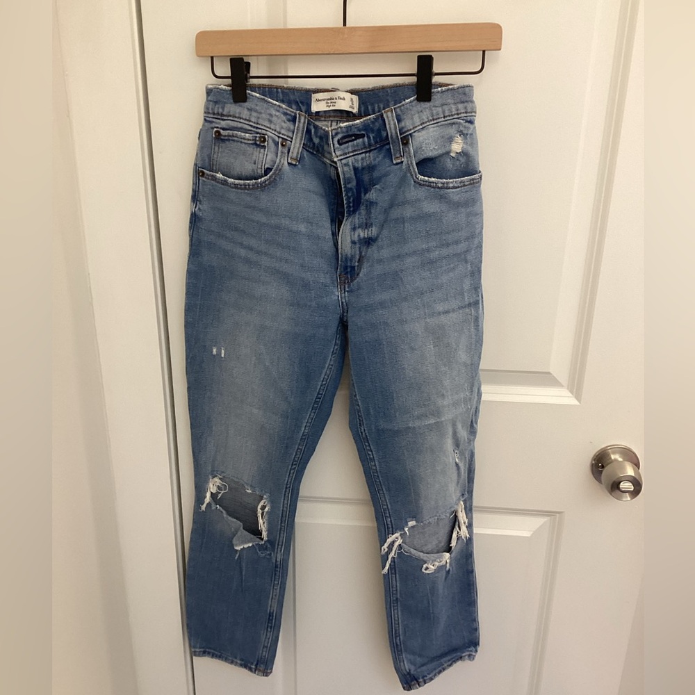 Abercrombie High Rise Distressed Ankle Jeans